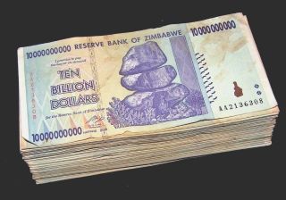 300 X Zimbabwe 10 Billion Dollar Bank Notes - 3 Currency Bundles - 2008/aa Or Ab