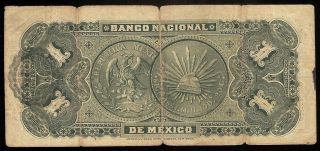 Mexico M - 296l¦BK - DF - 151 (S - 255) Banco Nacional de Mexico $1 1.  7.  1887 VERA CRUZ VG 2