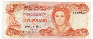 L.  1974 (1984) Bahamas Five Dollars Note - P44a
