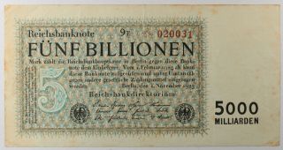 Berlin 1923 5 Billionen Mark Hyperinflation Banknote Wiesbaden Notgeld