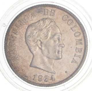 1934 Colombia 50 Centavos - 16.  6 Grams - World Silver Coin 610
