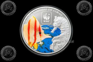 Central African Rep.  100 Francs 2015 (wwf - Barrier Reef) Color Coin Prooflike
