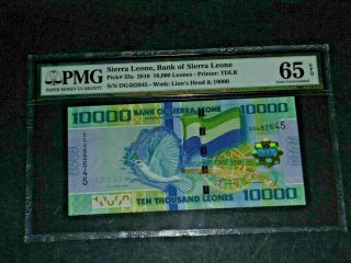 Pmg 65 Gem Unc Epq,  Sierra Leone,  Bank Of Sierra Leone 2010 10,  000 Leones