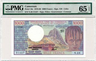 Cameroun - 1000 Francs 1980 - P16c Pmg Gem Unc 65 Epq