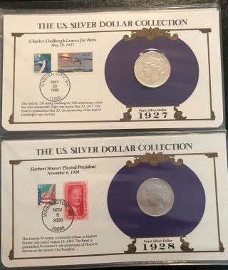 Complete 35 Morgan,  Peace Silver Dollar/Stamp Set US Postal Society - Best on Ebay 11