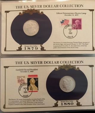 Complete 35 Morgan,  Peace Silver Dollar/Stamp Set US Postal Society - Best on Ebay 3