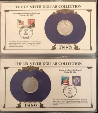 Complete 35 Morgan,  Peace Silver Dollar/Stamp Set US Postal Society - Best on Ebay 5