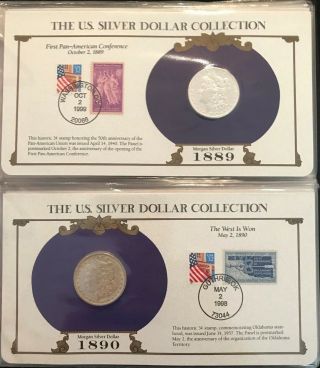 Complete 35 Morgan,  Peace Silver Dollar/Stamp Set US Postal Society - Best on Ebay 6