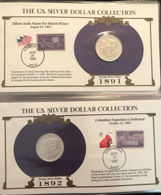 Complete 35 Morgan,  Peace Silver Dollar/Stamp Set US Postal Society - Best on Ebay 7