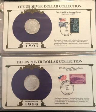 Complete 35 Morgan,  Peace Silver Dollar/Stamp Set US Postal Society - Best on Ebay 9
