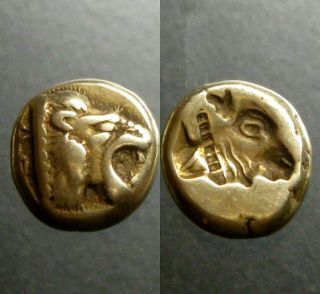 Mytilene Lesbos Electrum (gold/silver) Hekte_521 - 478 Bc_lion & Head Of Calf
