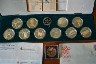 1988 Calgary Canada Winter Olympics 10 Coin $20 Silver Proof Set Extra Coin