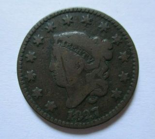 1827 Large Cent Coronet Head G To Vg - Very Good Details - Examine
