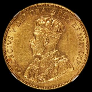 1913 Canada $10 Ten Dollars Gold Coin - Ngc Ms 61 - Km 27