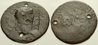047.  Roman Bronze Coin.  Claudius,  Ae - Sestertius.  Rome.  Spes.  Galba Countermark