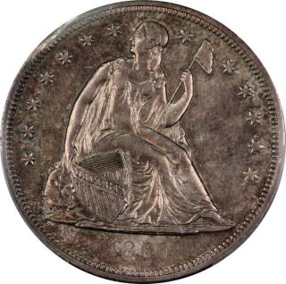 1860 - O Choice Au Seated Liberty Silver Dollar - Pcgs Au55 - Better Date,  Toned
