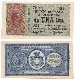 Italy,  1 Lira 1894,  Pick 34,  Vf