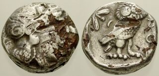 035.  Greek Silver Coin.  Athens.  Fouree Tetradrachm.  Athena / Owl.  Avf