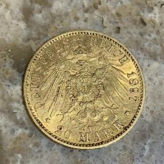 1897 German Gold Coin 20 Mark Deutsches Reich