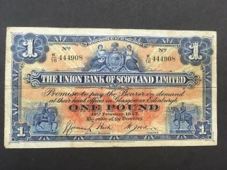 Scotland - - Union Bank 1 Pound 1937