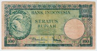Indonesia 1957 Issue 100 Rupiah Squirrel Banknote Crisp Vf.  Pick 51a.