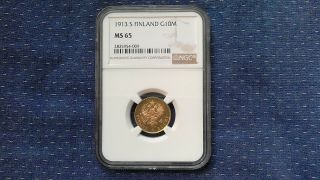 G10m Finland Gold Coin 1913s Ngc Graded Ms65.  0933 Oz.