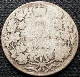 1905 Canada Silver 50 Cent Half Dollar - Key Date