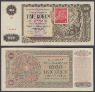 Czechoslovakia 1000 Korun 1940 (vf, ) Banknote P - 56a Not Perforated