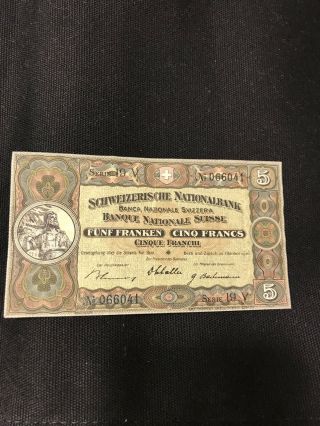 Switzerland 5 Francs 1936 P11h Tbb B305h (a) Unc