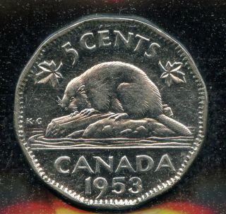 1953 Canada 5 Cent Coin Nsf Nl - Iccs Ef - 40 Cert Xqe266 Mule Nickel