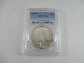 1935 - S United States Peace Silver $1 Dollar Coin Pcgs Certified Ms64 Slabbed