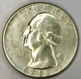 1946 - P 25c Washington Quarter 19scc0712 Bu 90 Silver 50 Cents For
