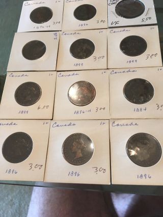 Canada Canadian Queen Victoria Large Cents 1859 Through 1901 Many 28