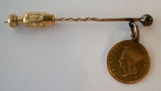 Princess Head Gold Coin Love Token Stick Pin