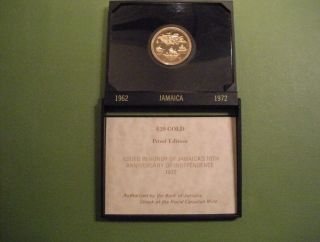 1972 Jamaica $20 Dollar Gold Coin Proof - 10th Anniversary Of Independence