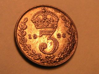 1926 Uk Great Britain Threepence Au Lustrous Gold Tone 3p Silver Coin