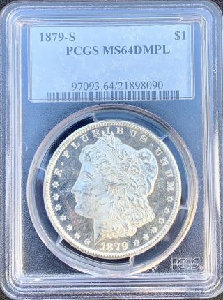 1879 - S Morgan Silver Dollar Pcgs Ms64dmpl Black And White Cameo