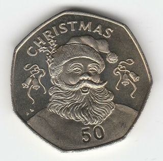 1992 Fifty Pence 50p Gibraltar Christmas Father Santa Xmass