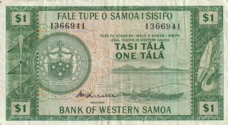 Western Samoa 1 Tala Banknote Nd (1967) P.  16c Good Fine