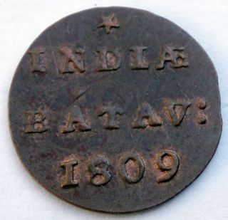 Netherlands East Indies,  Batavian Republic 1/2 Duit 1809 Ff1.  1