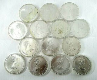 Silver Canada Commemorating 1976 Montreal Xxi Olympics $5 & $10 Coins 14 Each