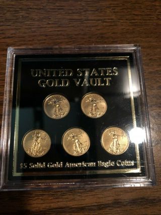 2016 Set Of 5 1/10 Oz $5 Solid Gold American Eagle Coins Standing Lady Liberty