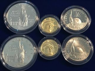 1986 U.  S Commorative Liberty Gold And Silver 6 Coin Set With