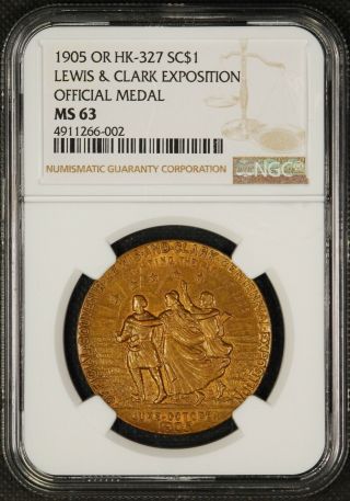 Hk - 327 Us 1905 Lewis & Clark Exposition Official Medal Ngc Ms - 63 Bronze.