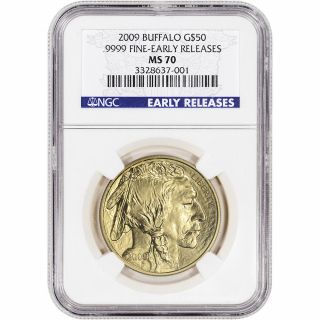 2009 American Gold Buffalo (1 Oz) $50 - Ngc Ms70 - Early Releases