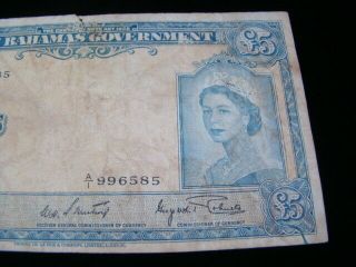 Bahamas 1953 5 Pounds Banknote Pick 16d Good, 2