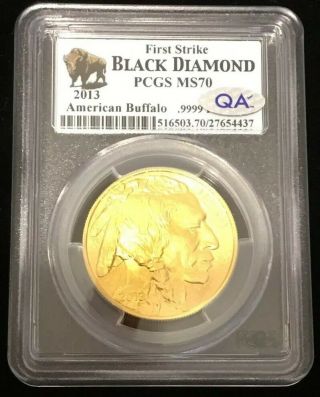 2013 $50 American Gold Buffalo 1 Oz Pcgs Ms70 Black Diamond First Strike