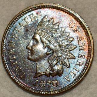 Brilliant Uncirculated 1870 Indian Head Cent Shallow N Variety