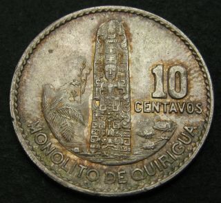 Guatemala 10 Centavos 1960 - Silver - Vf/xf - 2865