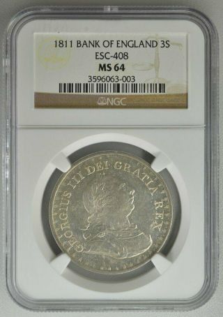George Iii Great Britain 3 Shilling 1811 Ngc Ms64 Silver